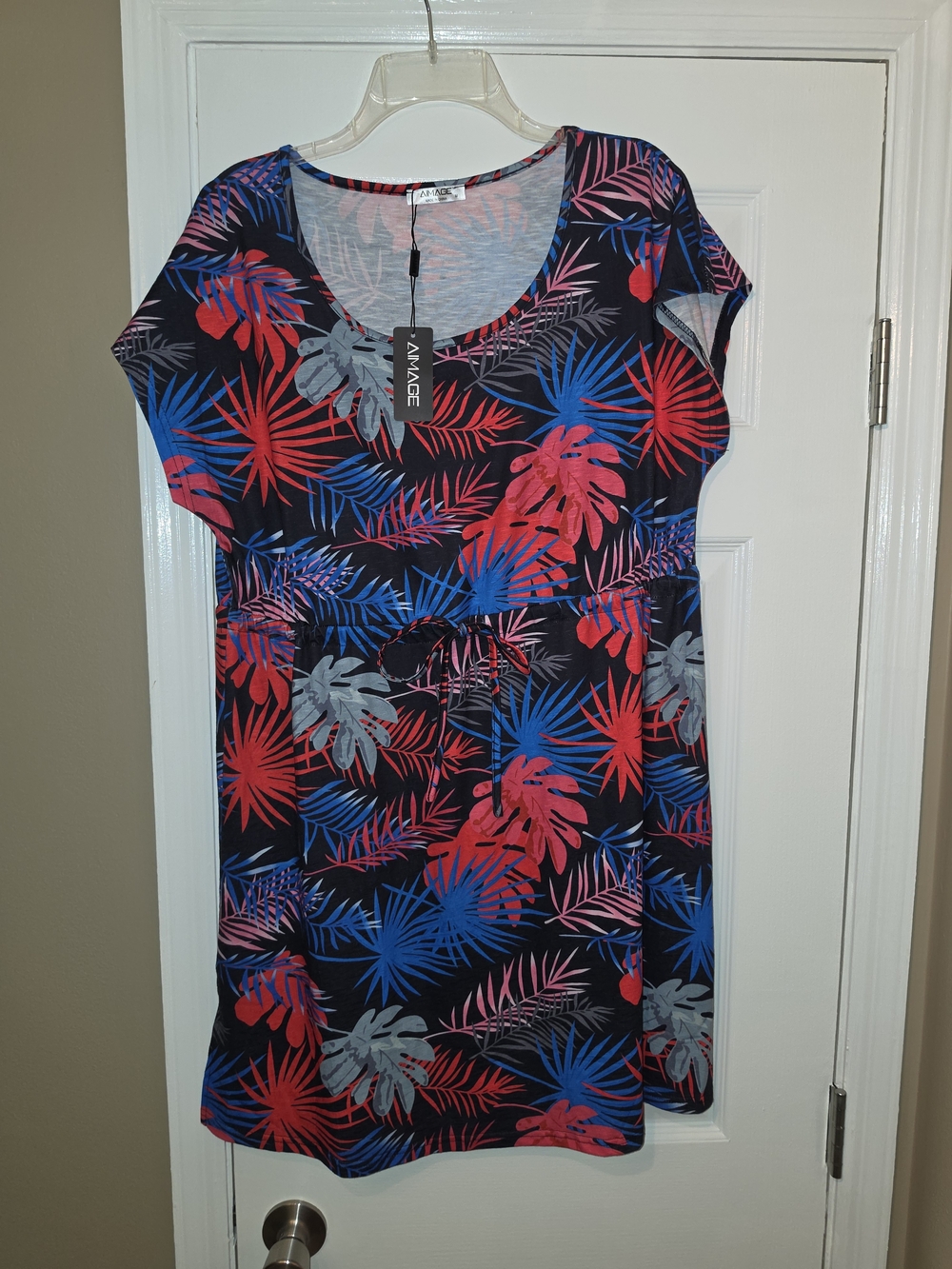 Avance Navy Tropical Mini Dress with Pink & Blue Leaf Print Sold Out